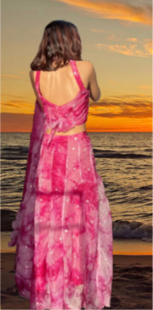 Blush Bow Scallop Lehenga Set